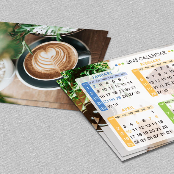Hong Kong calendar card made with AI templates. The card is double-sided with color printing on matte, rubbery material. 