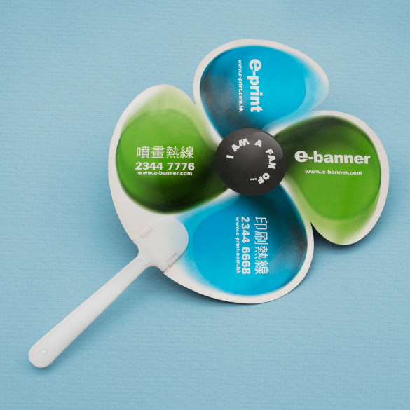 The creative fan-shaped paper fan has a blue-green design. The cove can be printed with a large amount of promotional slogans