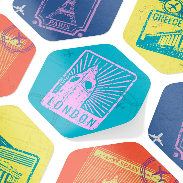 world landmark stickers are available, including stickers featuring Big Ben in , the Eiffel Towers, and Greek.
