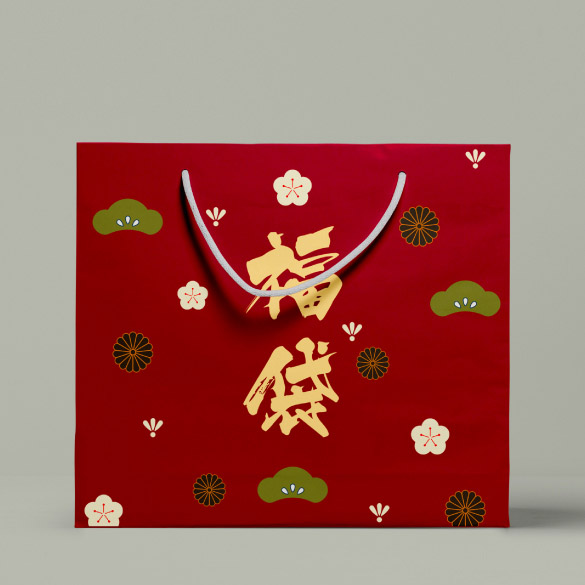 colorful and exquisite festive-style lucky bags, custom-made by a Hong Kong printing company.