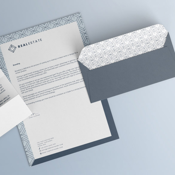 letter and envelope sets featuring your company's logo, helping to unify corporate image.  