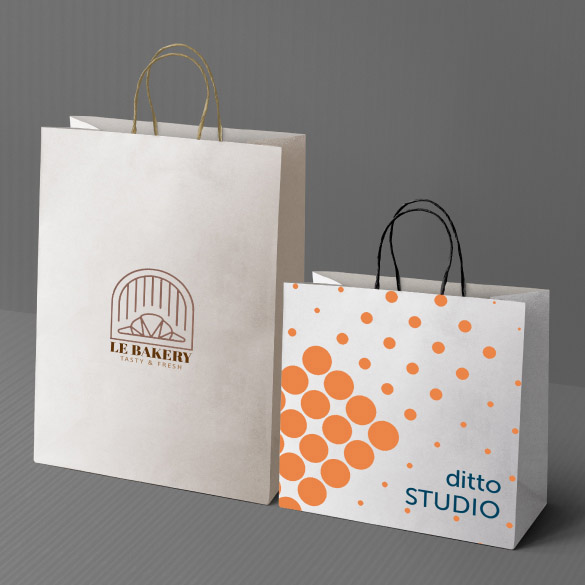eco-friendly pure kraft paper bag in beige color, designed with free AI templates and printed
