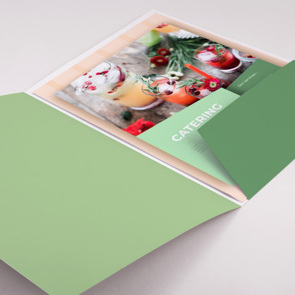 The inside of the paper folder is designed with pockets, which can hold various promotional materials
