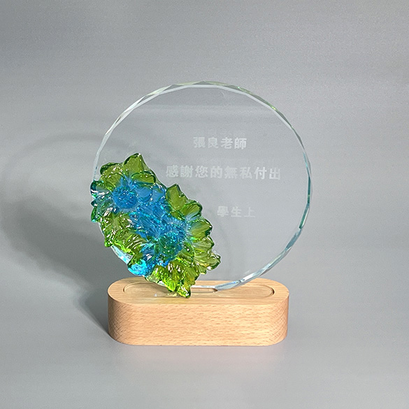 Wooden Crystal Trophy - B021